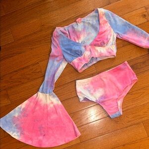 Colorful Tie-Dye Bell Sleeve Set